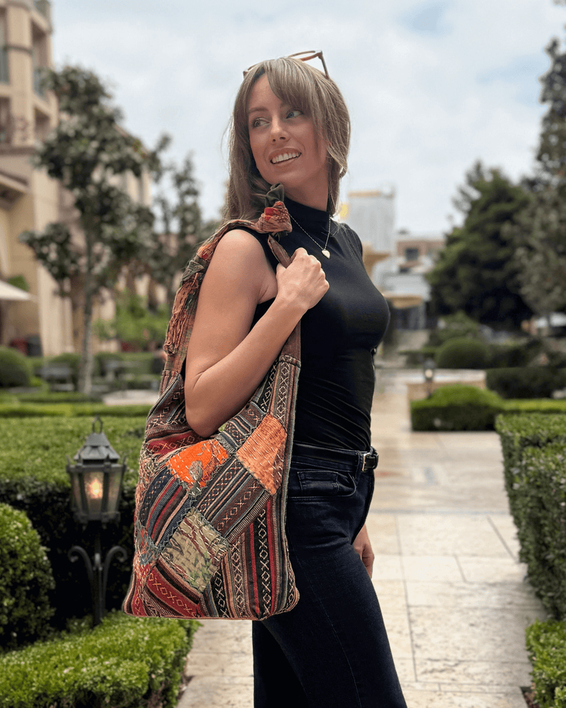 Load image into Gallery viewer, Kathmandu Collection Quilted Patchwork Hobo Bag
