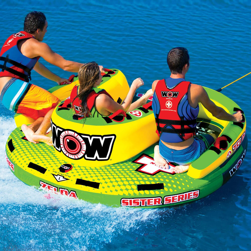 Load image into Gallery viewer, WOW Sports Zelda 1-3 Person Towable Water Tube For Pool and Lake (15-1070)
