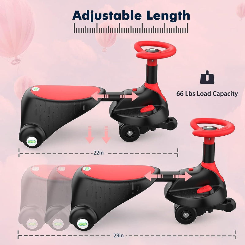 Load image into Gallery viewer, Adjustable Length Kids&#39; Car Ride with Light-Up Wheels and Rechargeable Battery

