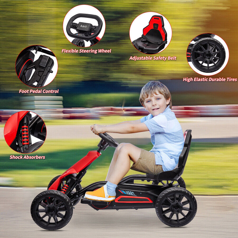 Load image into Gallery viewer, Adjustable Seat 4-Wheel Pedal Go Kart for Kids with Safety Belt

