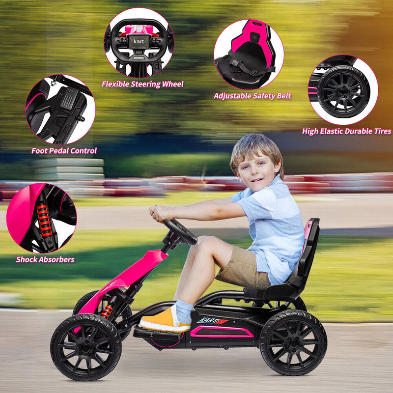 Load image into Gallery viewer, Adjustable Seat 4-Wheel Pedal Go Kart for Kids with Safety Belt
