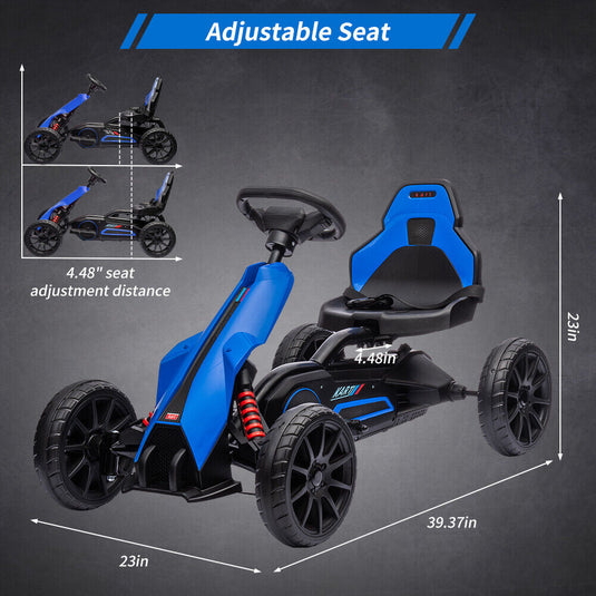 Adjustable Seat 4-Wheel Pedal Go Kart for Kids with Safety Belt