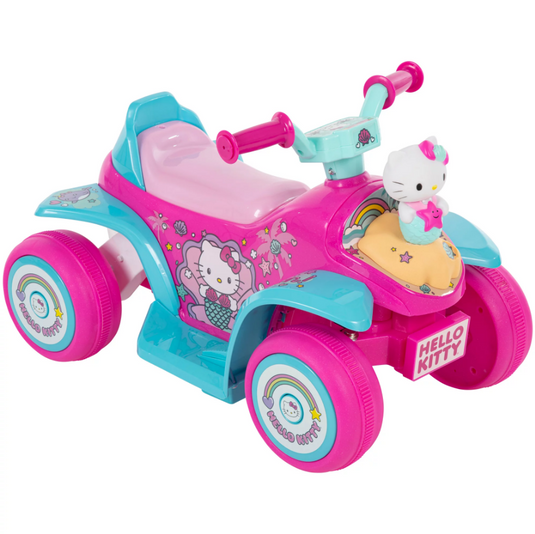 Adorable Pink Hello Kitty 4 Wheeler Electric Ride-On Car with Bubble Blowing Feature for Girls