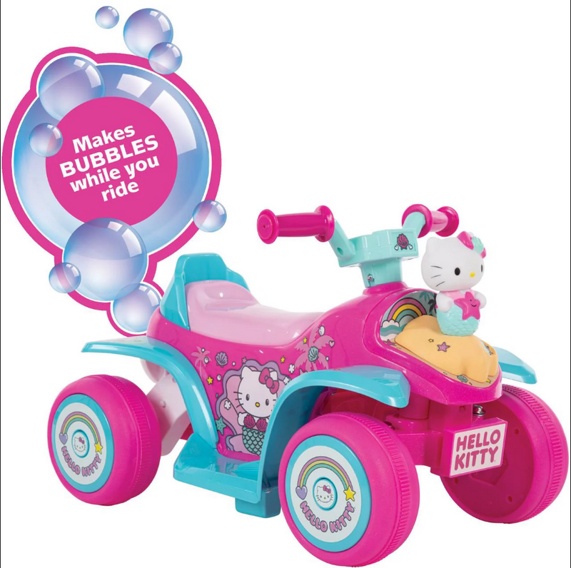 Load image into Gallery viewer, Adorable Pink Hello Kitty 4 Wheeler Electric Ride-On Car with Bubble Blowing Feature for Girls
