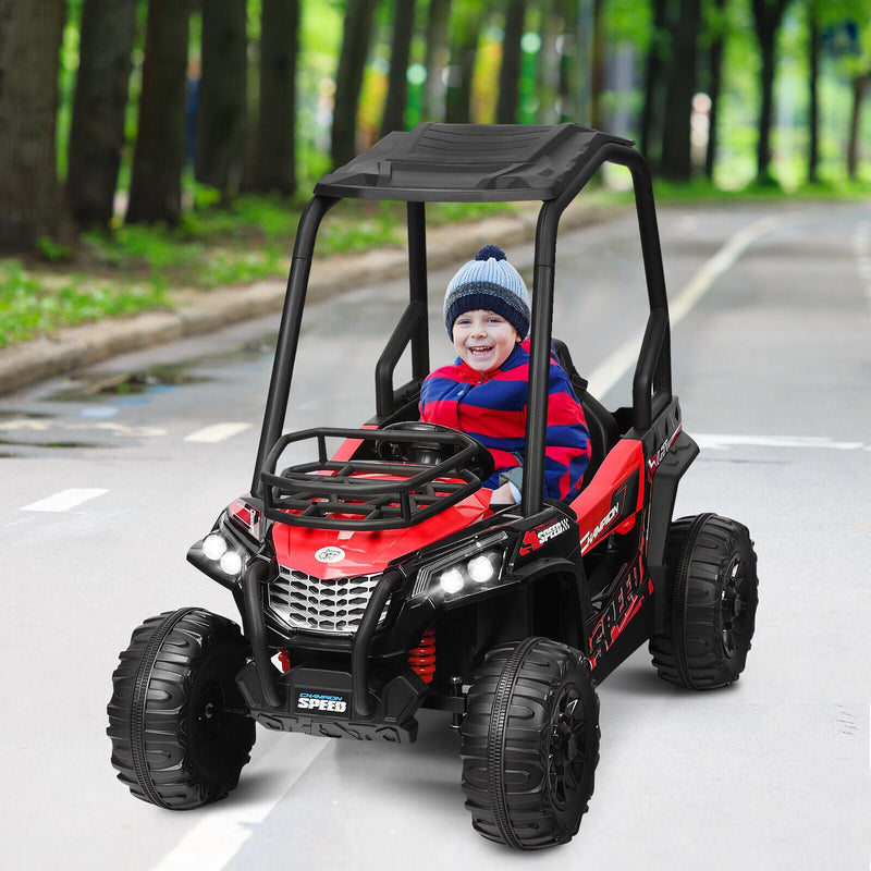 Load image into Gallery viewer, Adventure-Ready 12V Off-Road UTV Truck for Kids with RC Control, MP3 Player, and Lights - Red
