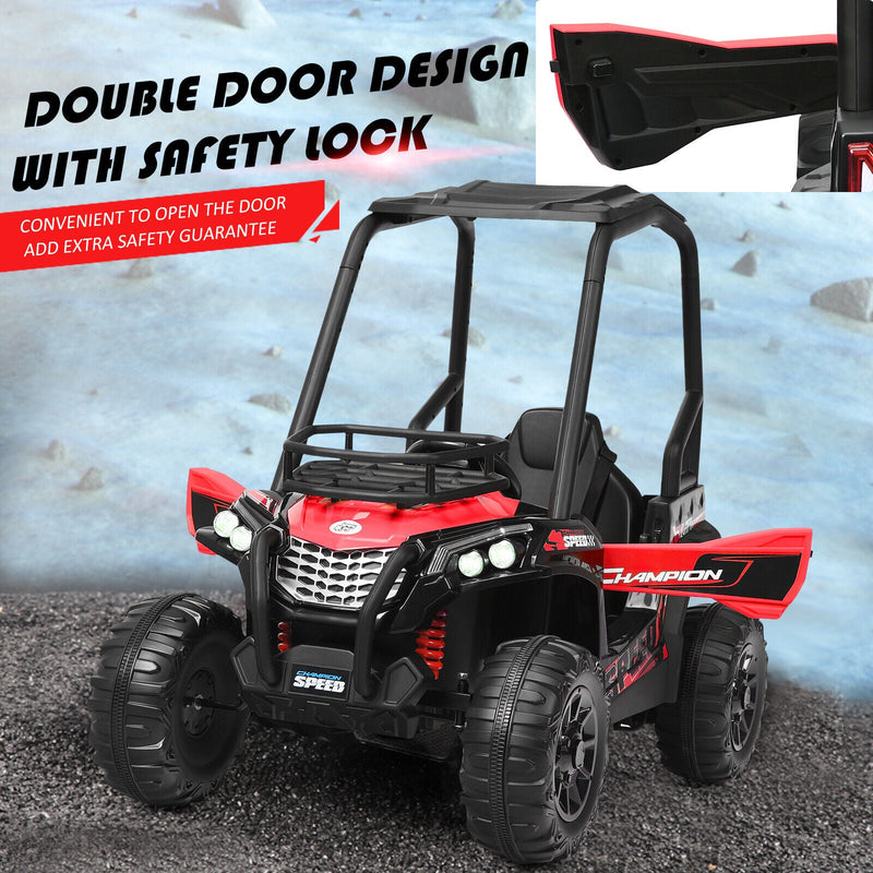 Load image into Gallery viewer, Adventure-Ready 12V Off-Road UTV Truck for Kids with RC Control, MP3 Player, and Lights - Red
