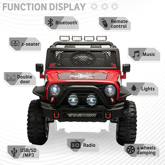 Adventure-Ready 2 Seater Electric Ride-On Jeep for Kids with Remote Control