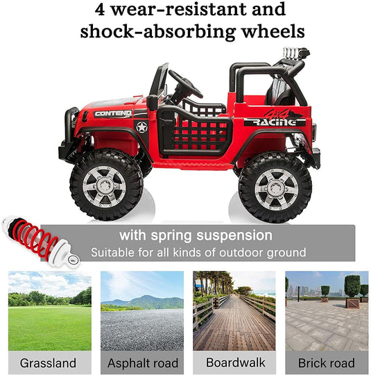 Adventure-Ready 2 Seater Electric Ride-On Jeep for Kids with Remote Control