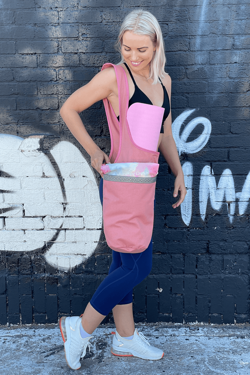 Load image into Gallery viewer, JupiterGear Yoga Mat Carrying Tote Bag with Large Pockets
