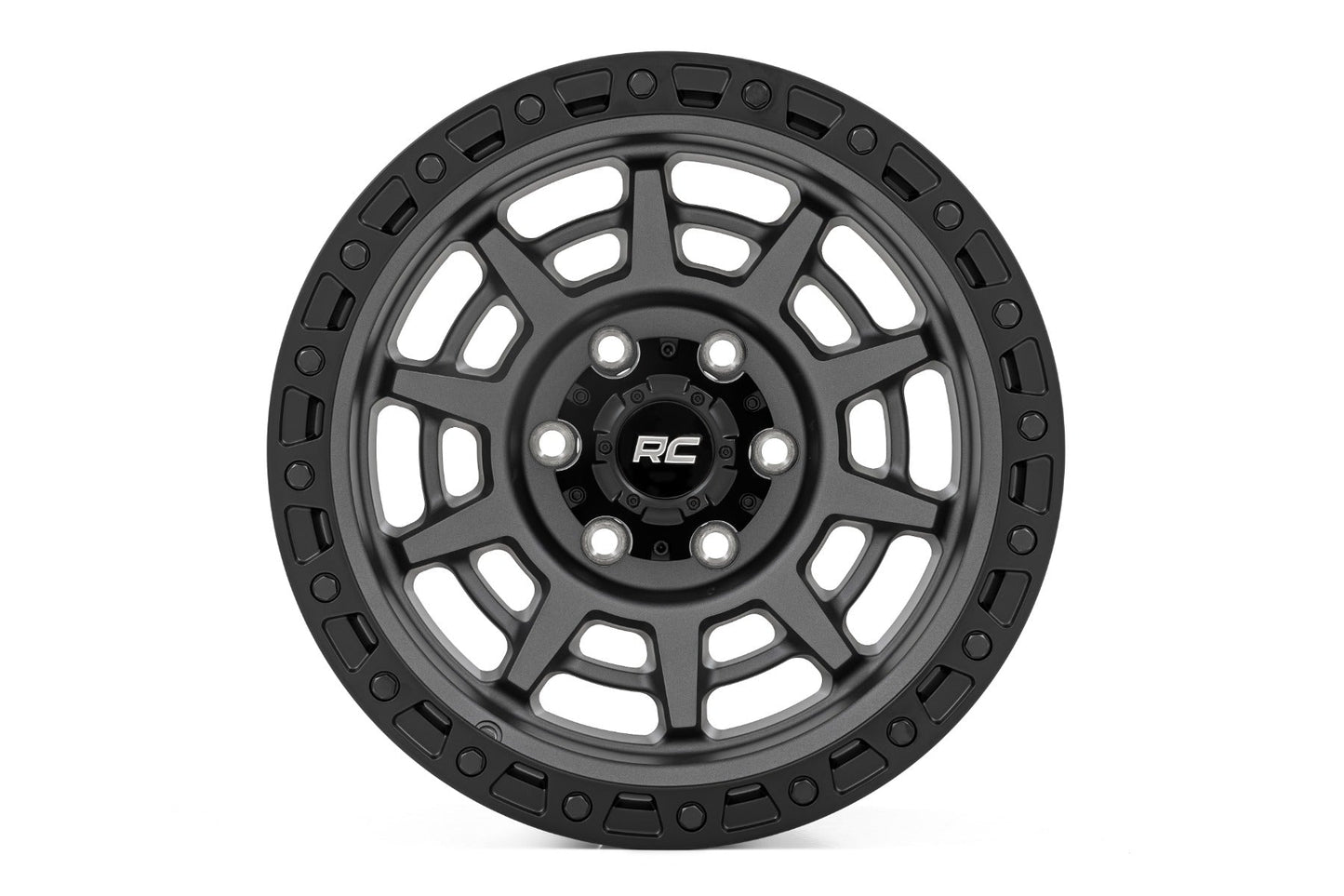 Rough Country 85 Series Wheel | Simulated Beadlock | Gunmetal Gray/Black | 17x9 | 5x5.5 | -0mm