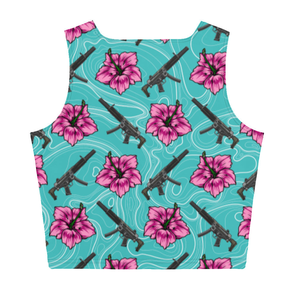 High Capacity Hibiscus Teal Crop Top