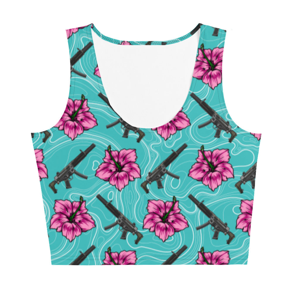 High Capacity Hibiscus Teal Crop Top