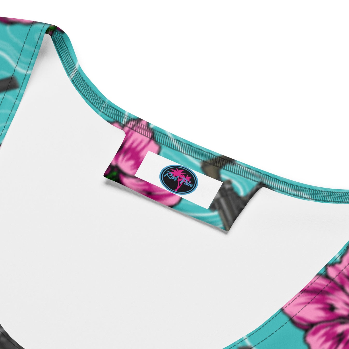 High Capacity Hibiscus Teal Crop Top