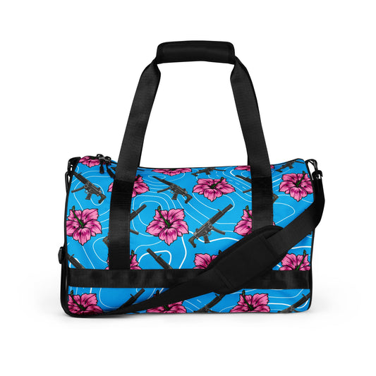 High Capacity Hibiscus Blue Gym Bag