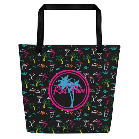 Five O'Clock Somewhere Black  Large Tote Bag
