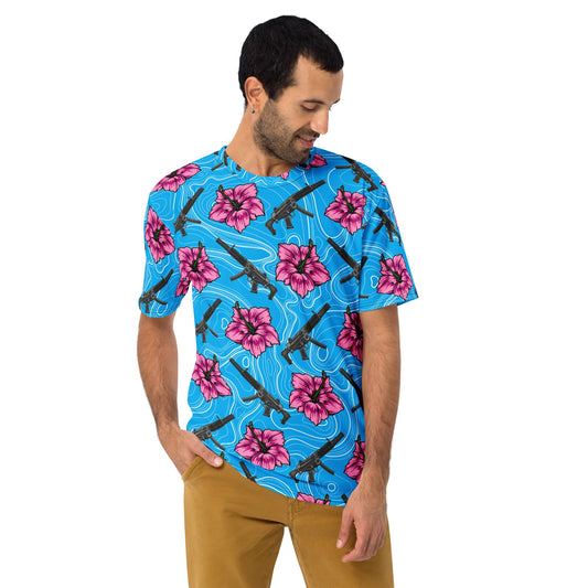 Rad Palm High Capacity Hibiscus Blue Men's T-Shirt