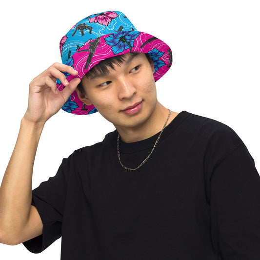 Rad Palm High Capacity Hibiscus Reversible Bucket Hat