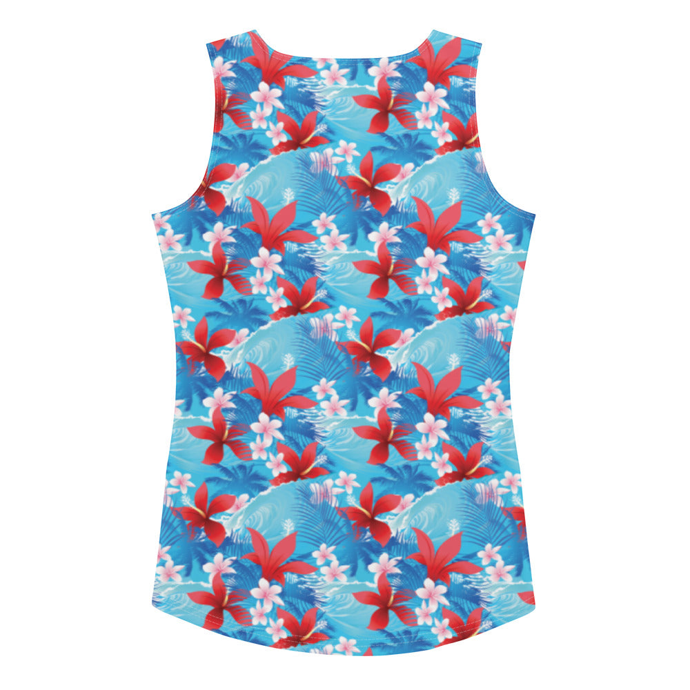 Rad Palm Hibiscus Waves Tank Top