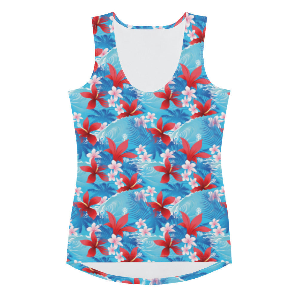 Rad Palm Hibiscus Waves Tank Top