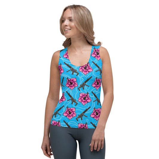 Rad Palm High Capacity Hibiscus Blue Tank Top