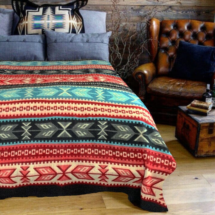 Load image into Gallery viewer, Alpaca Bed Blanket - Southwest Patterned
