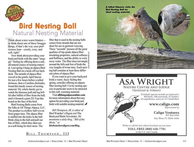 Load image into Gallery viewer, Alpaca Fleece-filled Bird Nesting Ball®
