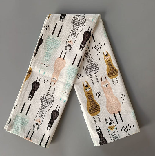 Alpaca Kitchen Tea Towel, Oven Mitt + Pot Holder, Grocery Tote Bag