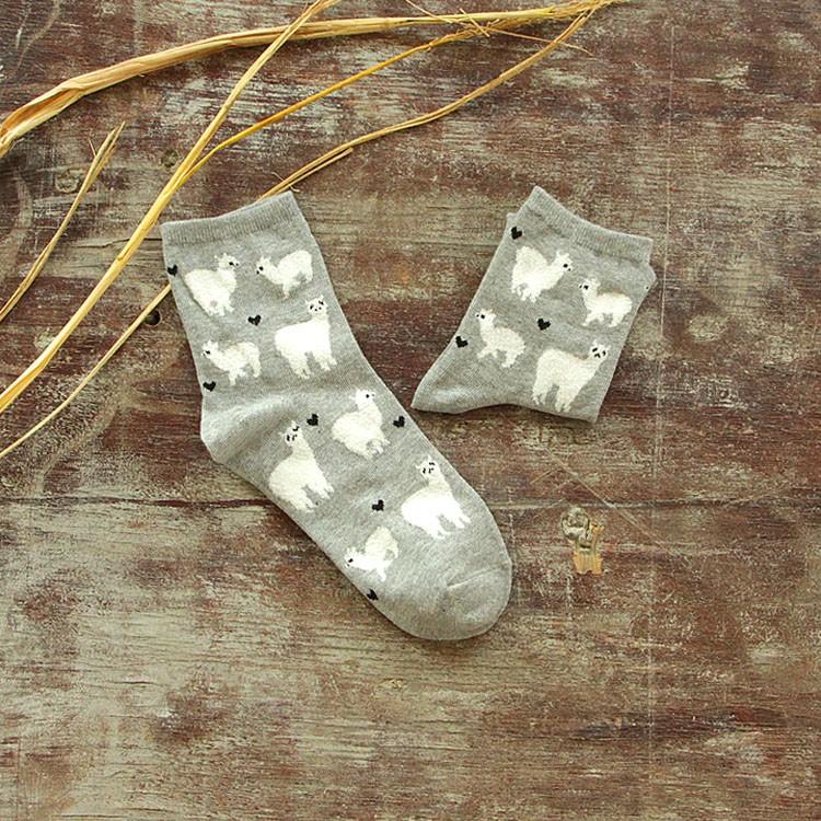 Load image into Gallery viewer, Alpaca Love Ankle Height Cotton Socks
