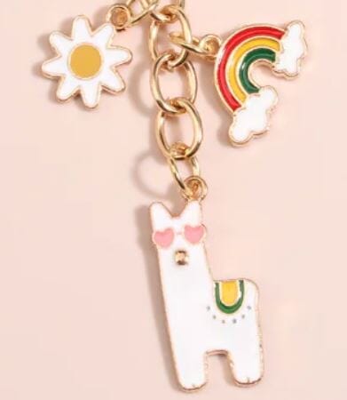 Load image into Gallery viewer, Alpaca Rainbow Sunflower Keychain Charm
