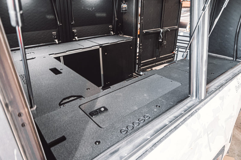 Load image into Gallery viewer, Alu-Cab Alu-Cabin Canopy Camper - Chevrolet Silverado 1500 / GMC Sierra 1500 2019-Present 4th Gen. - Front Utility Module - 5'8" Bed
