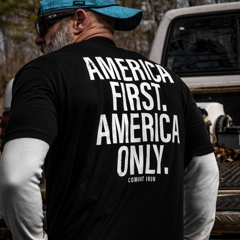 Load image into Gallery viewer, America First. American Only. Men's T-Shirt

