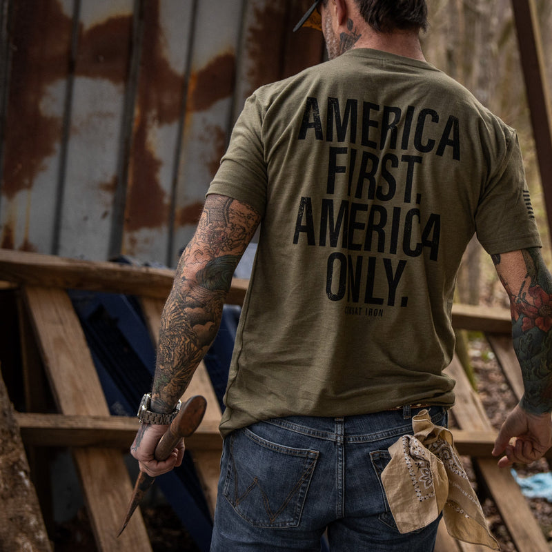 Load image into Gallery viewer, America First. American Only. Men's T-Shirt
