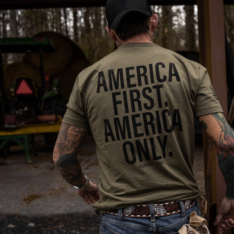 Load image into Gallery viewer, America First. American Only. Men's T-Shirt
