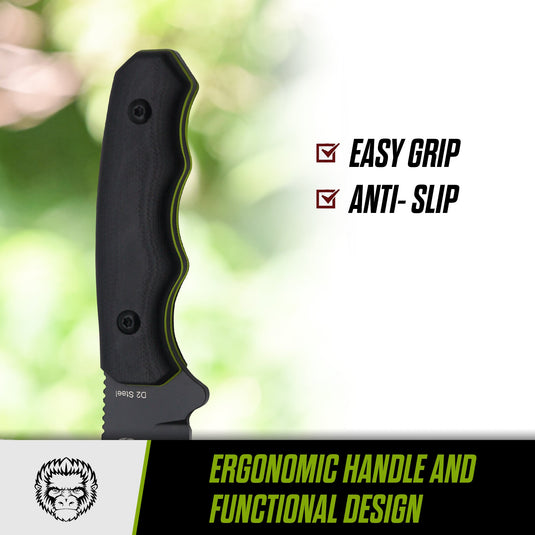 The Wakizashi Survival Neck Knife Giftset for Outdoors (Black Blade + Green Liner)