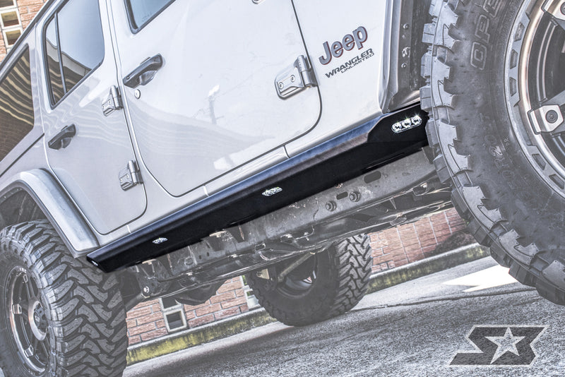 Load image into Gallery viewer, Jeep Wrangler JLU "Ambush Series" Side Steps / Rock Sliders w/ Integrated LED Rock Lights
