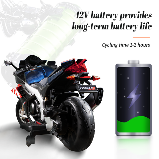 Aprilia 12V Electric Motorcycle for Kids - 2 Wheels, Ages 3-10