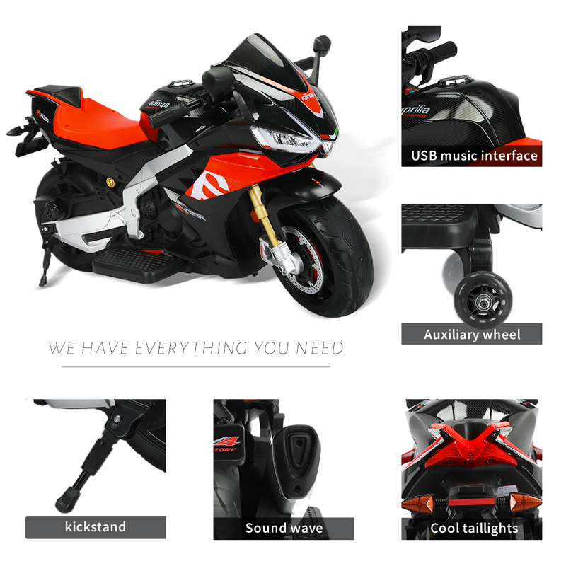 Load image into Gallery viewer, Aprilia 12V Electric Motorcycle for Kids - 2 Wheels, Ages 3-10
