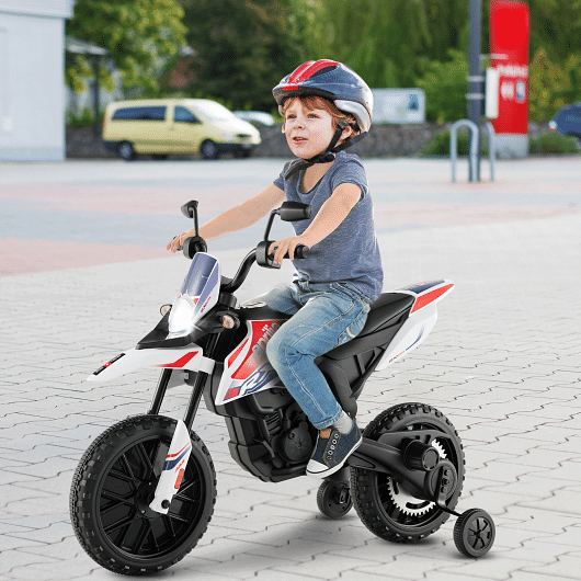 Load image into Gallery viewer, Aprilia Licensed Kids Ride On Motorcycle with 2 Training Wheels in White
