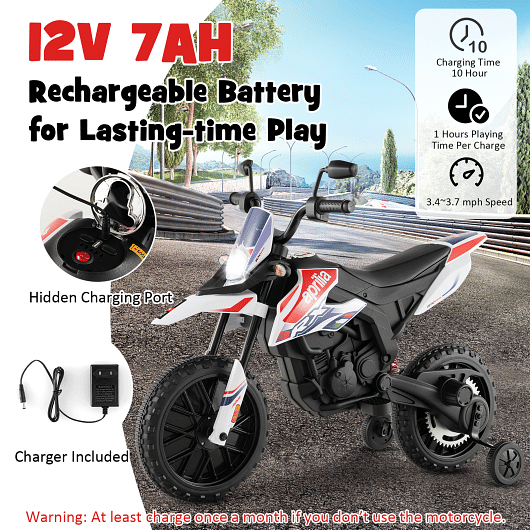 Load image into Gallery viewer, Aprilia Licensed Kids Ride On Motorcycle with 2 Training Wheels in White
