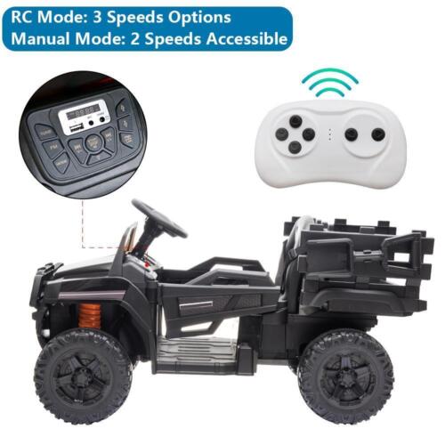 Load image into Gallery viewer, ASTM-Certified 12V Kids Ride On Tractor Truck with Battery, Lights, and Music - Black
