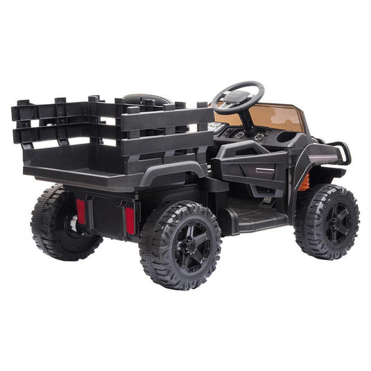 ASTM-Certified 12V Kids Ride On Tractor Truck with Battery, Lights, and Music - Black