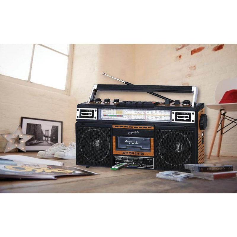 Load image into Gallery viewer, Supersonic 4 Band Bluetooth Radio &amp; Cassette Player + Cassette To Mp3 Converter
