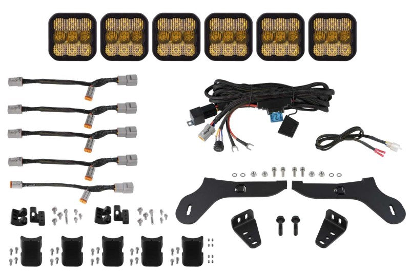 Load image into Gallery viewer, Diode Dynamics 17-20 Ford Raptor SS5 Grille CrossLink Lightbar Kit - Yellow Pro Combo
