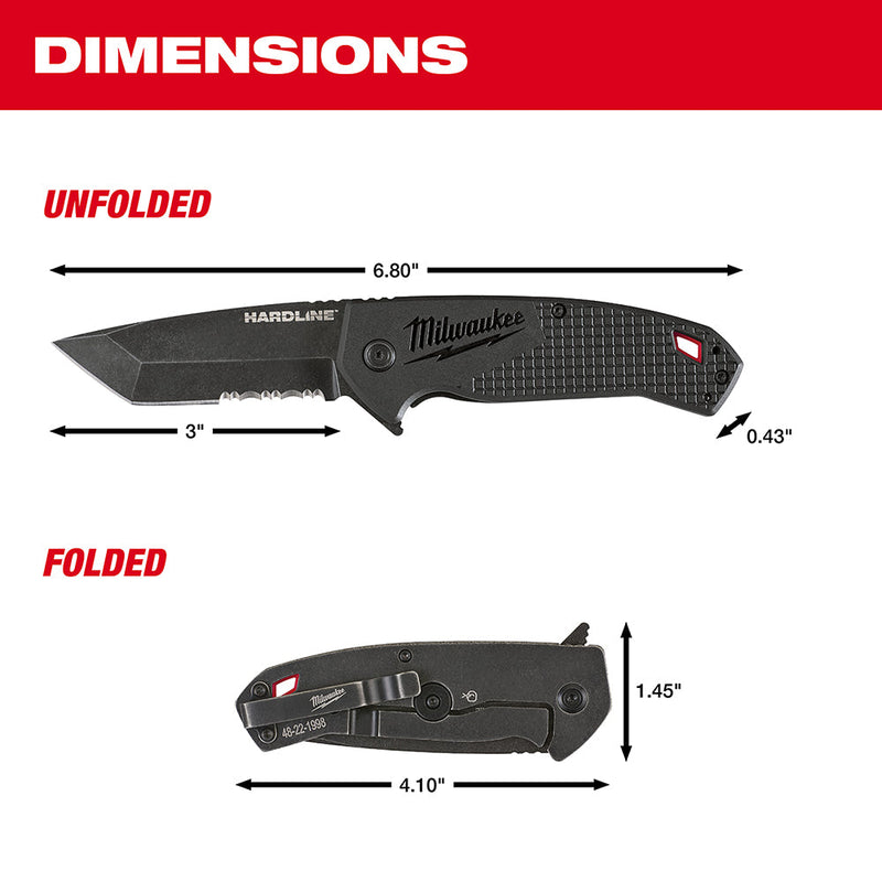 Load image into Gallery viewer, Milwaukee 48-22-1998 3 in. HARDLINE™ Serrated Tanto Blade Pocket Knife
