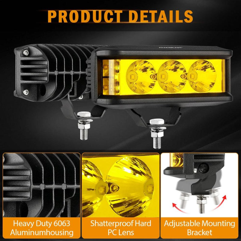 Load image into Gallery viewer, R5 Series | 5 Inch 68W Amber Square Side Shooter Spot Beam LED Pod Lights LED Light Bar
