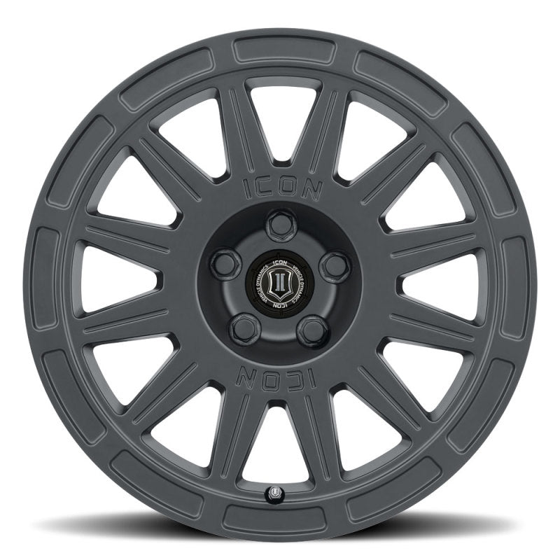 Load image into Gallery viewer, ICON Ricochet 15x7 5x100 15mm Offset 4.6in BS 56.1mm Bore Satin Black Wheel
