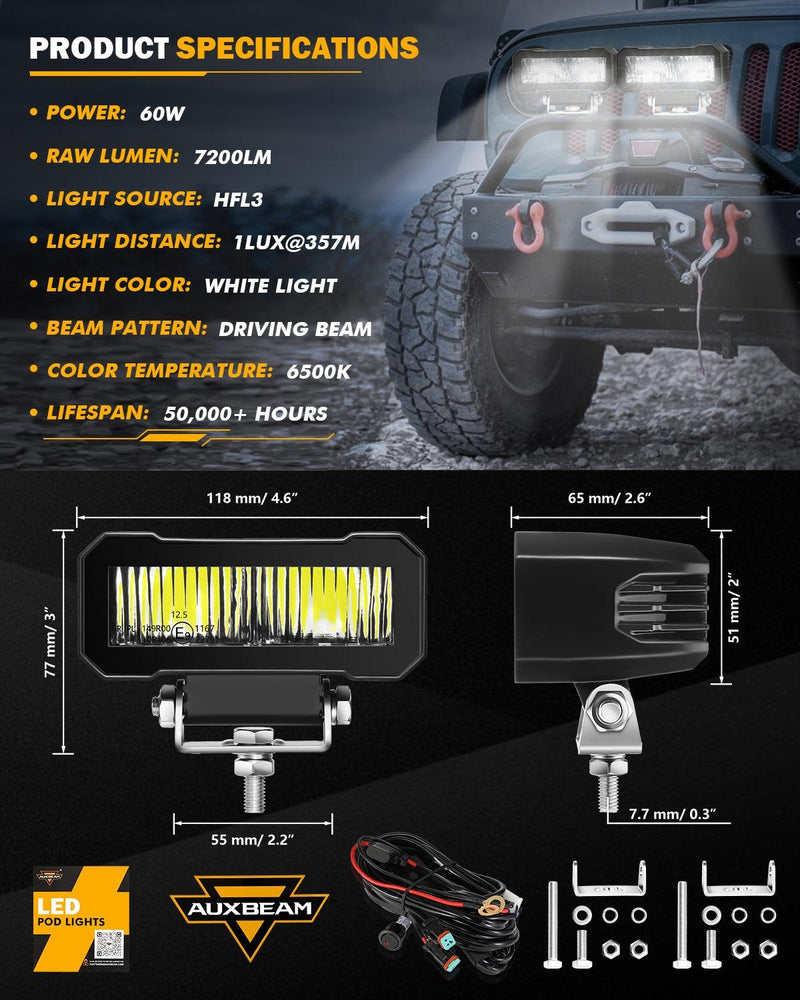 Load image into Gallery viewer, 4.6 Inch 60W 7200LM LED Pods Off Road Driving Light
