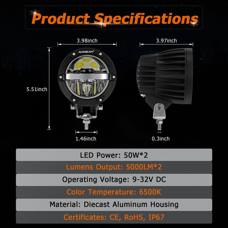 Load image into Gallery viewer, C4 Series | 4 Inch 100W Round Offroad LED Driving Lights Combo Beam
