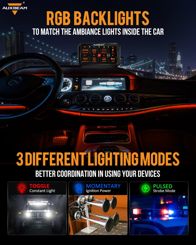 Load image into Gallery viewer, RA80 XL RGB Switch Panel, Larger Size, Toggle/ Momentary/ Pulsed Mode Supported
