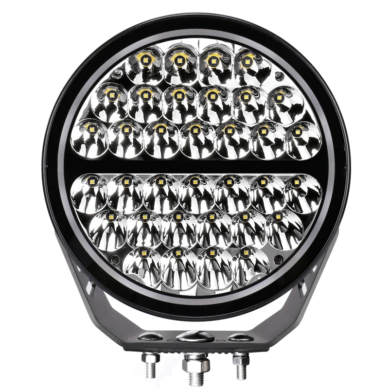 Load image into Gallery viewer, Go Rhino Xplor Blackout Series Round Single LED Spot Light Kit w/DRL (Surface Mount) 9in. - Blk
